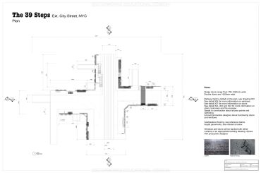 Architectural plan of 'The 39 Steps' at Ex. City Street, NYC, detailing street layout and features.