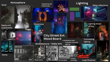 The 39 Steps Adaptation
City streets exterior set, mood board