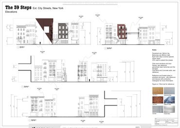 Architectural elevation drawings of 39 Steps project in East City Streets, New York.