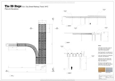 Architectural plans and elevations for the City Street Railway Track in NYC from The 39 Steps.