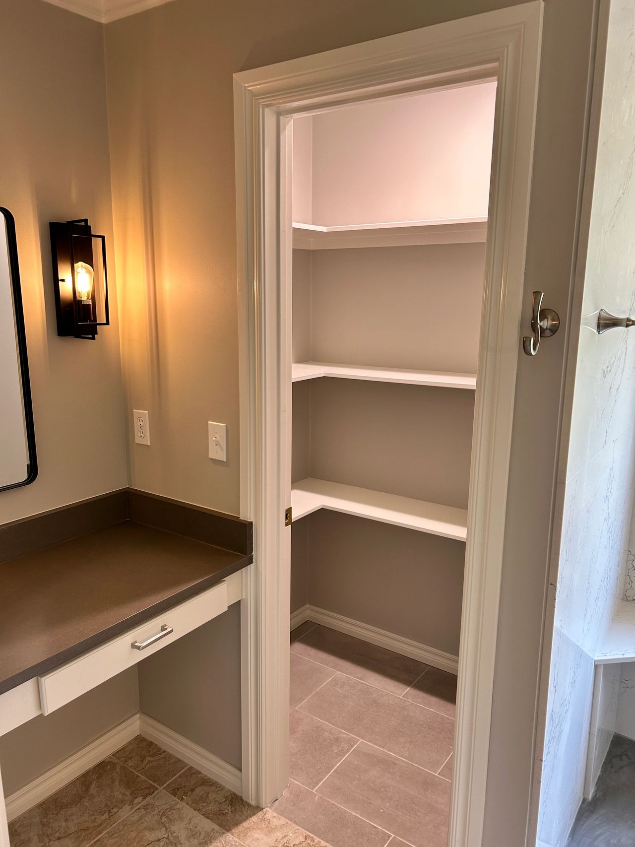 Here's the new walk-in linen closet for their bulk items.