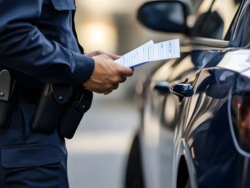 Traffic Ticket, Speeding Ticket, Officer writing traffic ticket, Vehicle receiving a ticket