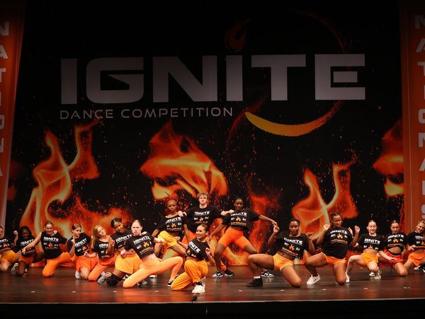 A group of dancers in Ignite's Nationals Opening Number 