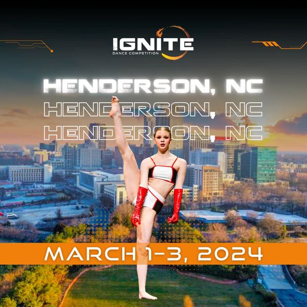 Image for the NC Dance Competition event on Mar. 1–3, 2024 with a dancer in bright red gloves
