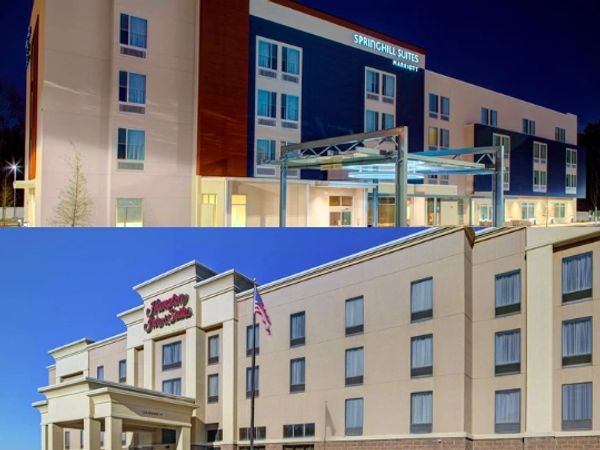 Images of the outside of 2 Georgia Hotels: The SpringHill Suites and The Hampton Inn