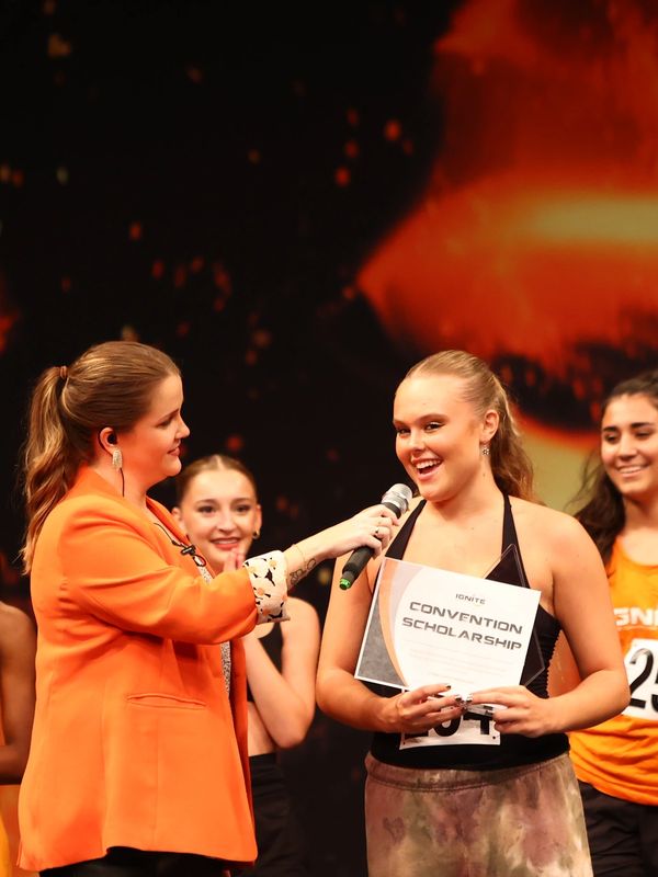A dancer winning Ignite Dance Competition's improv competition