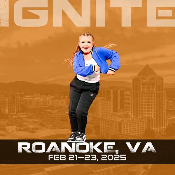 A hip hop dancer in a blue jacket with Ignite's Roanoke tour dates