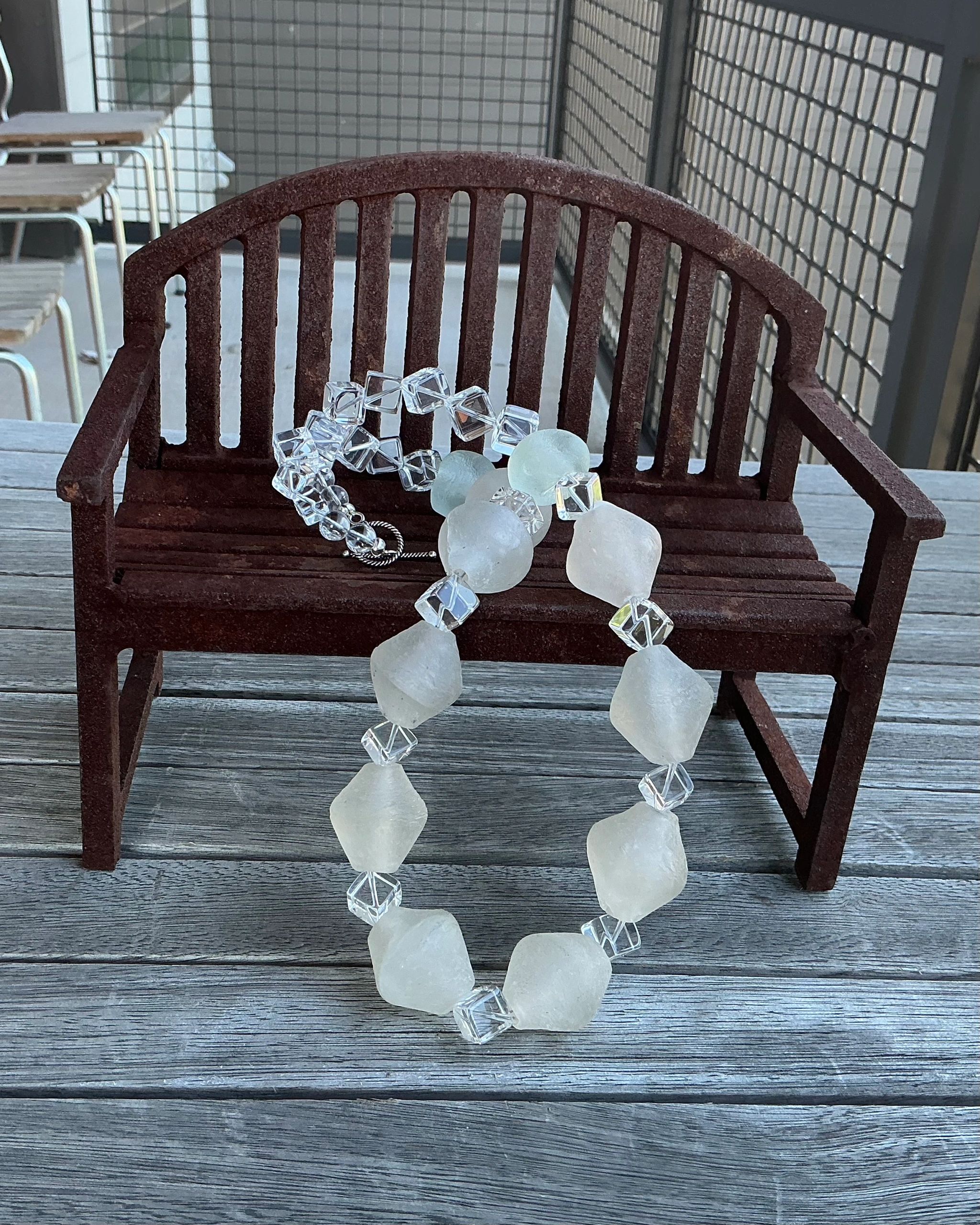 Natural Quartz & Recycled Glass Necklace