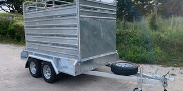 Large 9x5 stock trailer, with ramp, rubber matting and easily towed