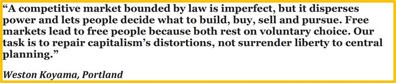 Quote on competitive markets and capitalism by Weston Koyama.