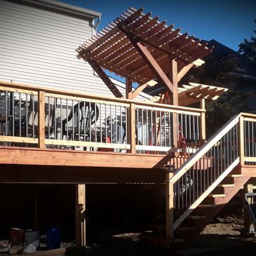 Cedar deck with pergola