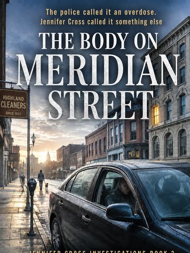 Movie poster for 'The Body on Meridian Street' featuring a street scene and a car.