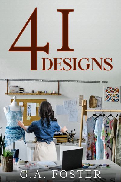 A fashion designer working on a dress in a creative studio space.