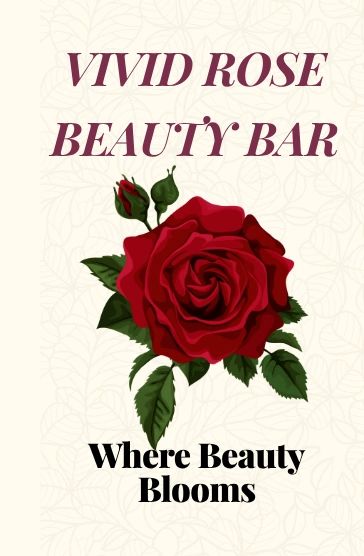 Elegant beauty bar logo with a vivid red rose and tagline.