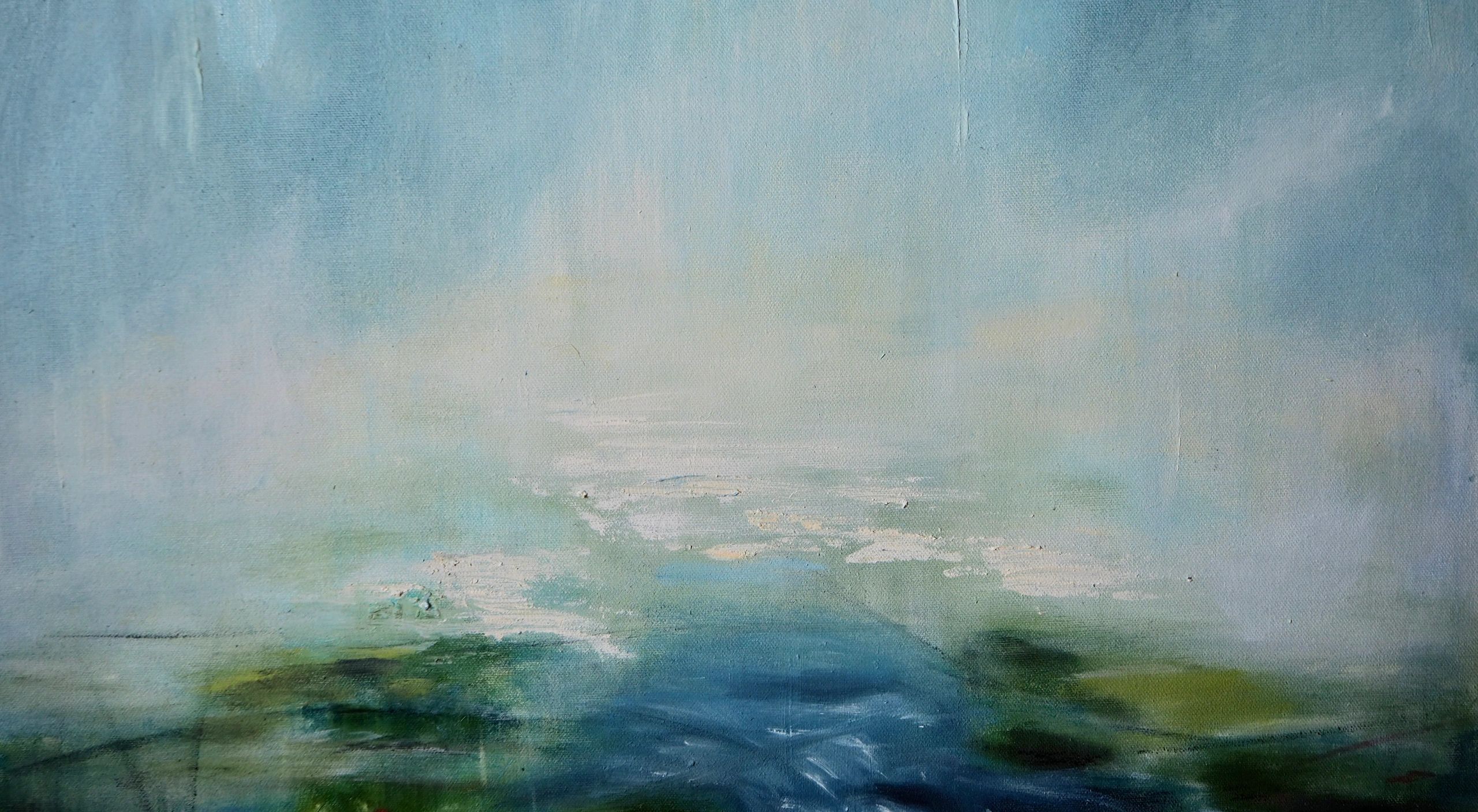 Misty Morning, oil on board, 47 x 94 cm