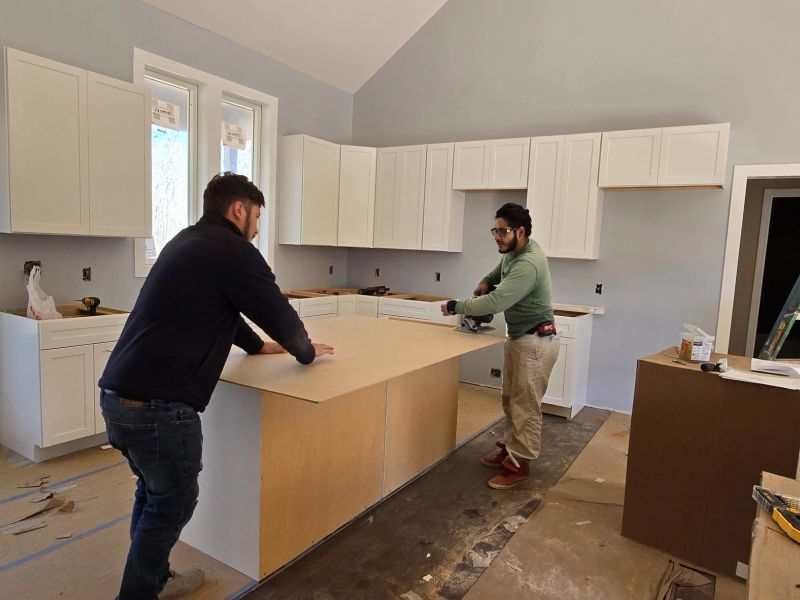 Cabinet install in a vaulted kitchen
