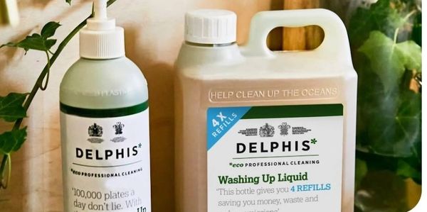 Delphis eco-friendly cleaning products with refill option.
