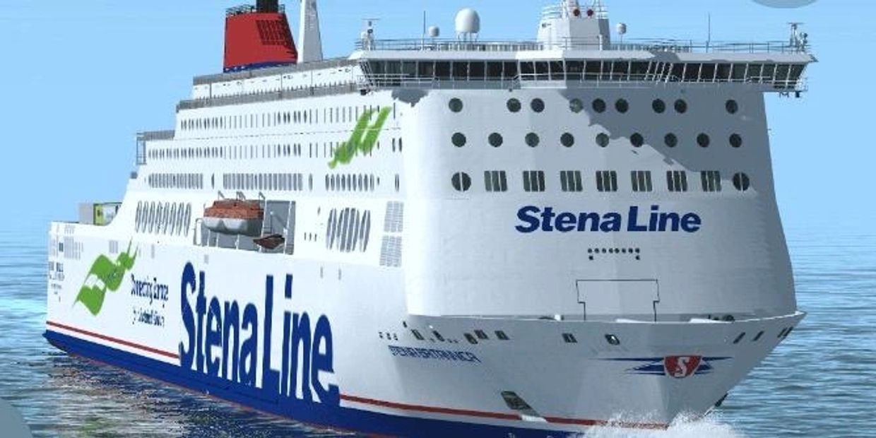Large Stena Line ferry on calm water.