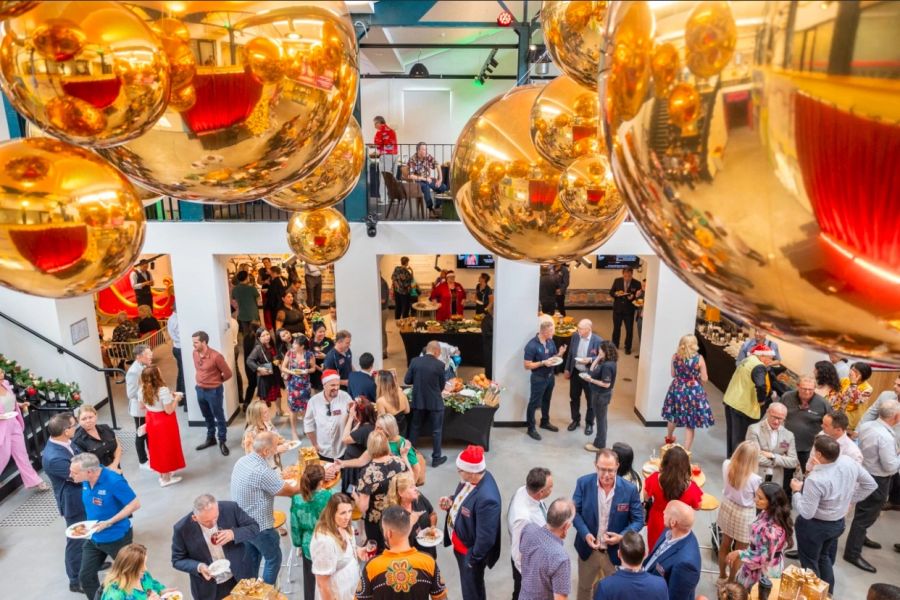 Corporate activation event with golden balloons