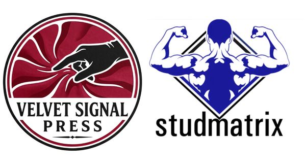 Two logos: Velvet Signal Press and studmatrix.