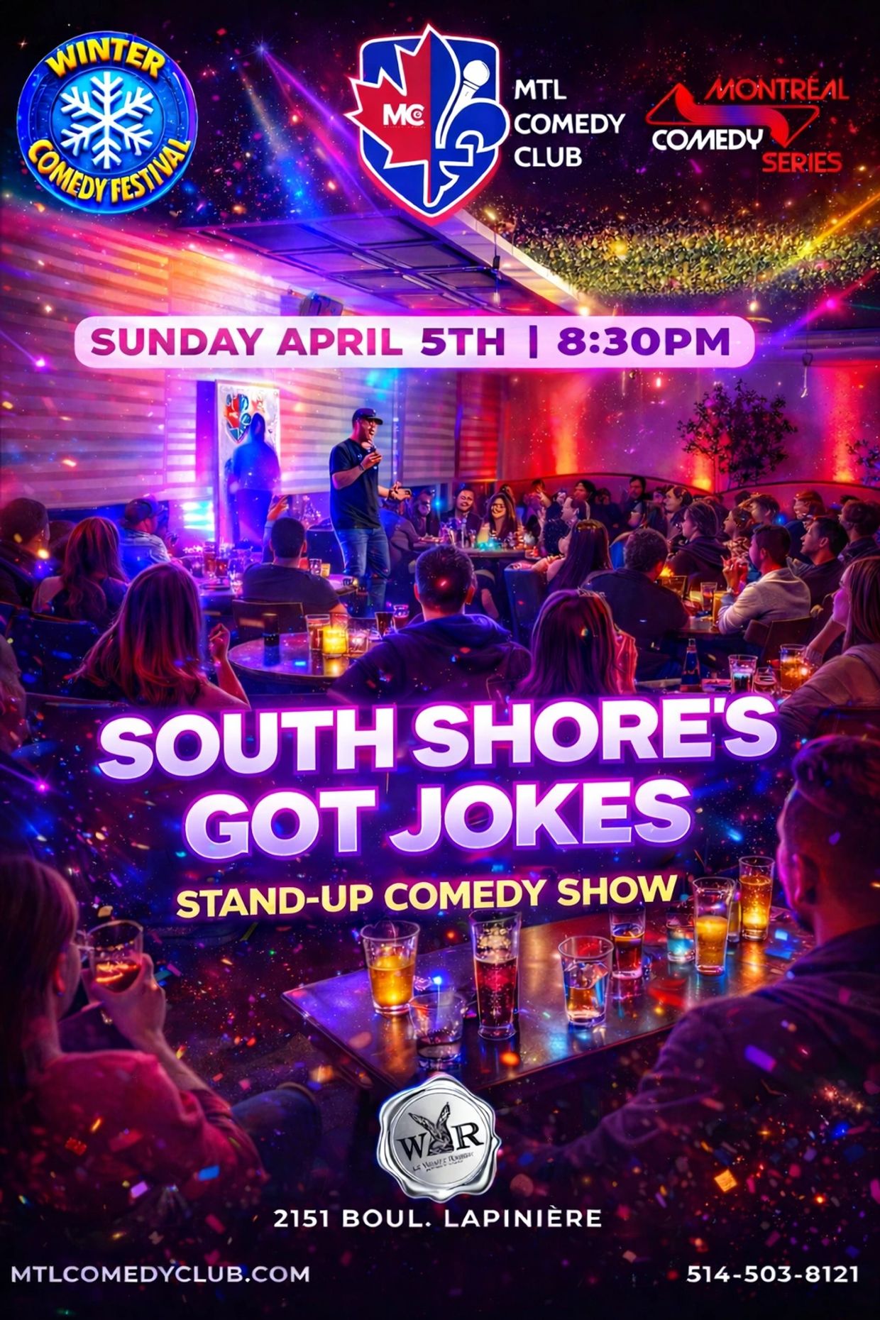 BROSSARD COMEDY NIGHT TAKING PLACE ON SATURDAY APRIL 5TH, 2026 AT 8PM IN ONE OF MONTREAL'S SUBURBS.