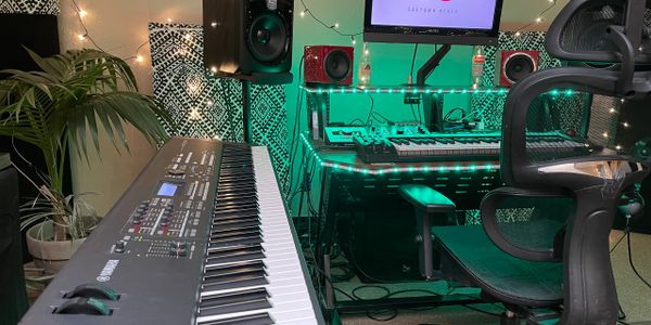 Main Studio - desk and keyboard