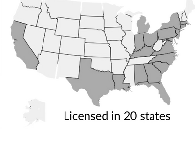 We are licensed in 20 states