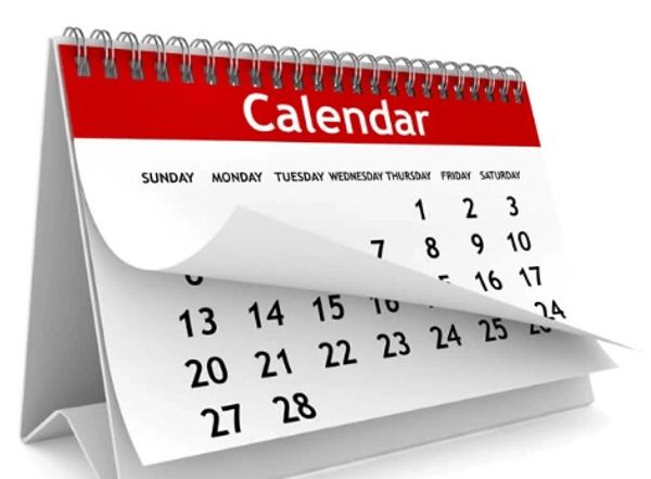 Desk calendar with pages flipped showing dates.