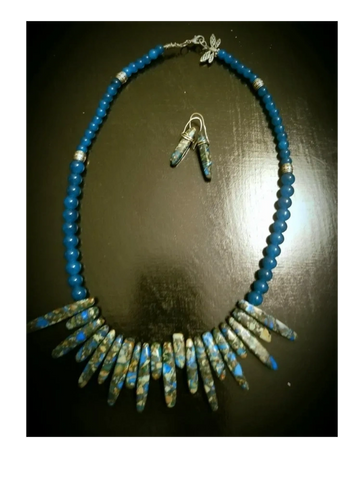 Blue Divine Goddess Set; 15 in'' necklace, and 1 in'' earrings.
A statement piece, and one of a kind