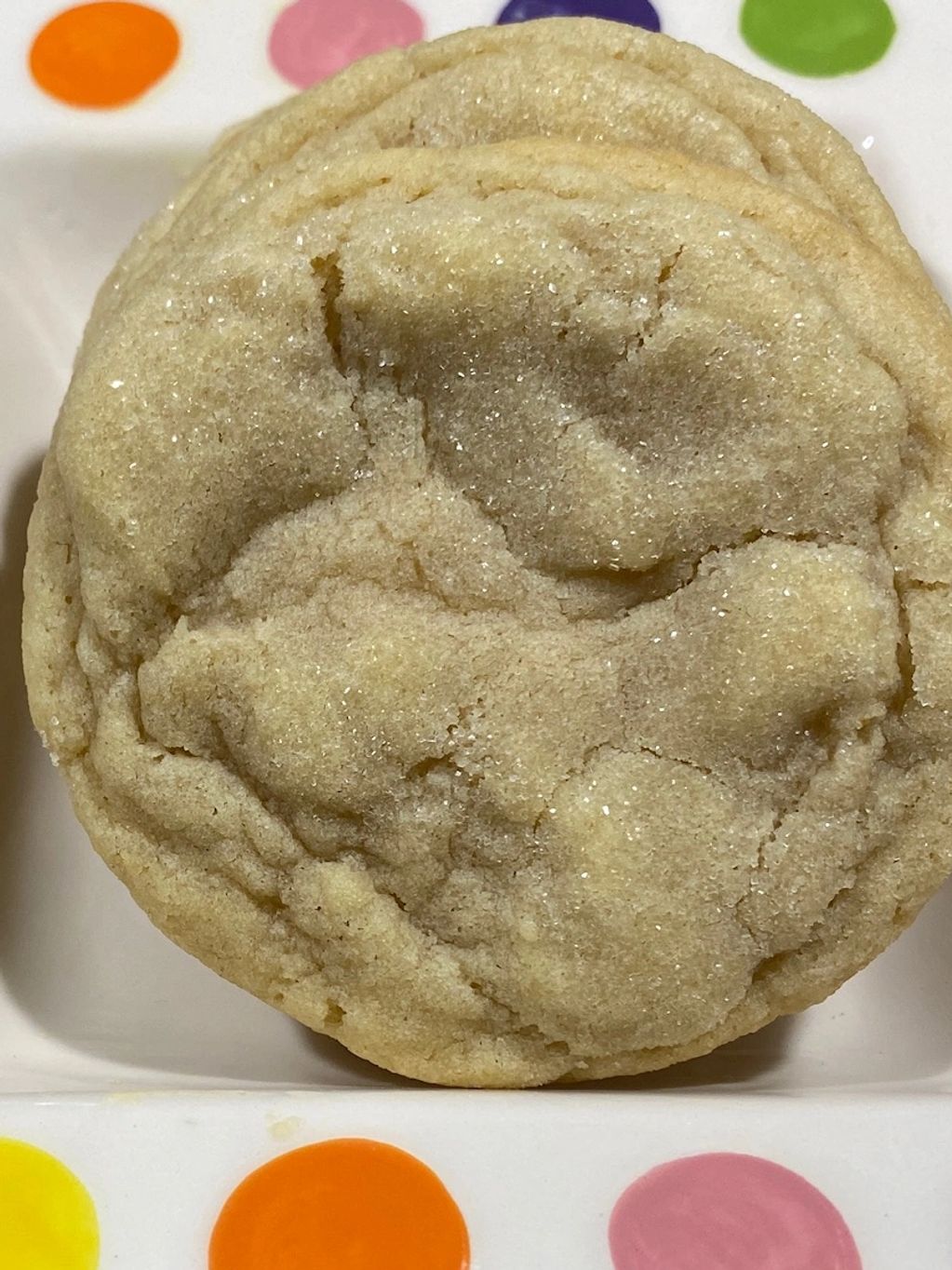 Our thick, chewy sugar cookies are bursting with vanilla flavor and are sprinkled with sugar on top