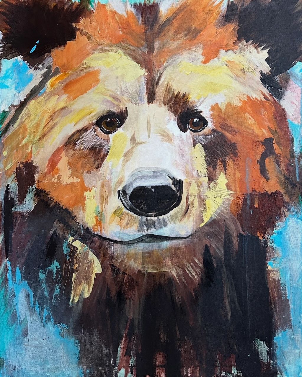 Gentle Giant, an original acrylic painting of an elephant by fine artist SAMOS. An expressive wildli