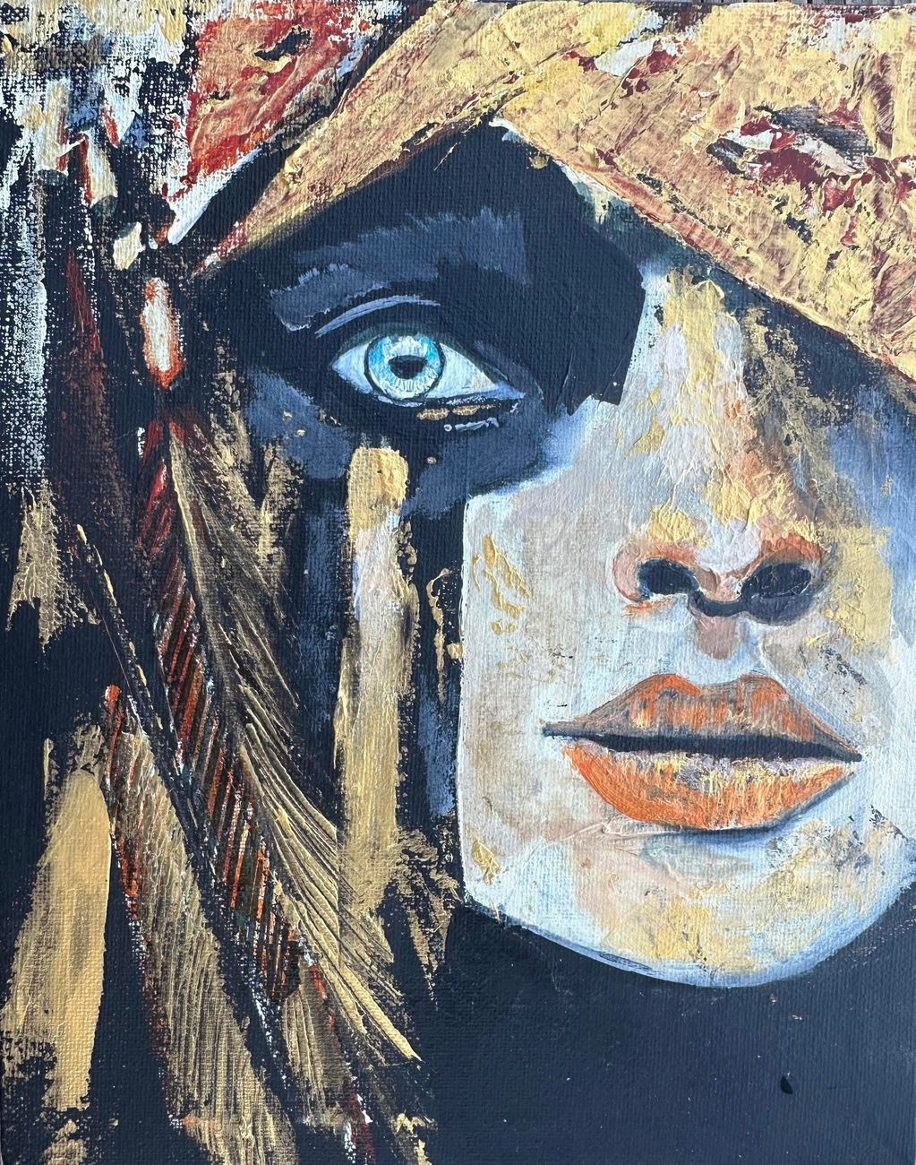 She Remembers, an original portrait painting by fine artist SAMOS. An evocative work exploring memor