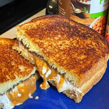 Cookie Butter, Nutella, and Marshmallow Fluff on grilled Brioche