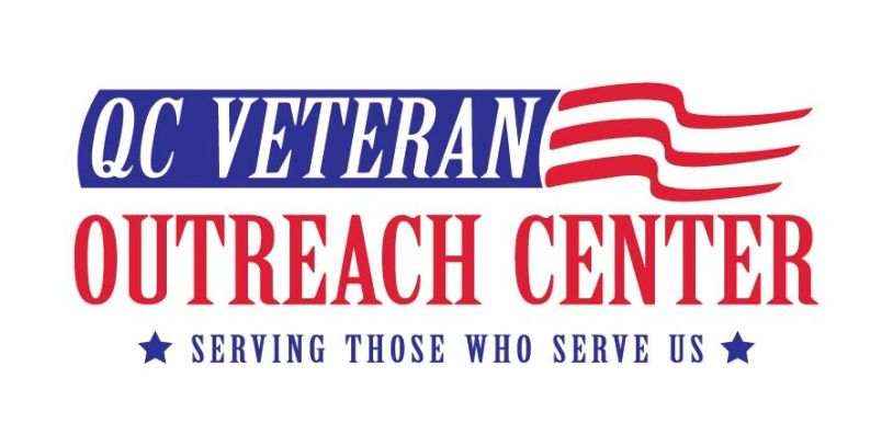 Logo of QC Veteran Outreach Center with patriotic colors.
