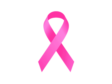 A pink ribbon symbolizing breast cancer awareness.