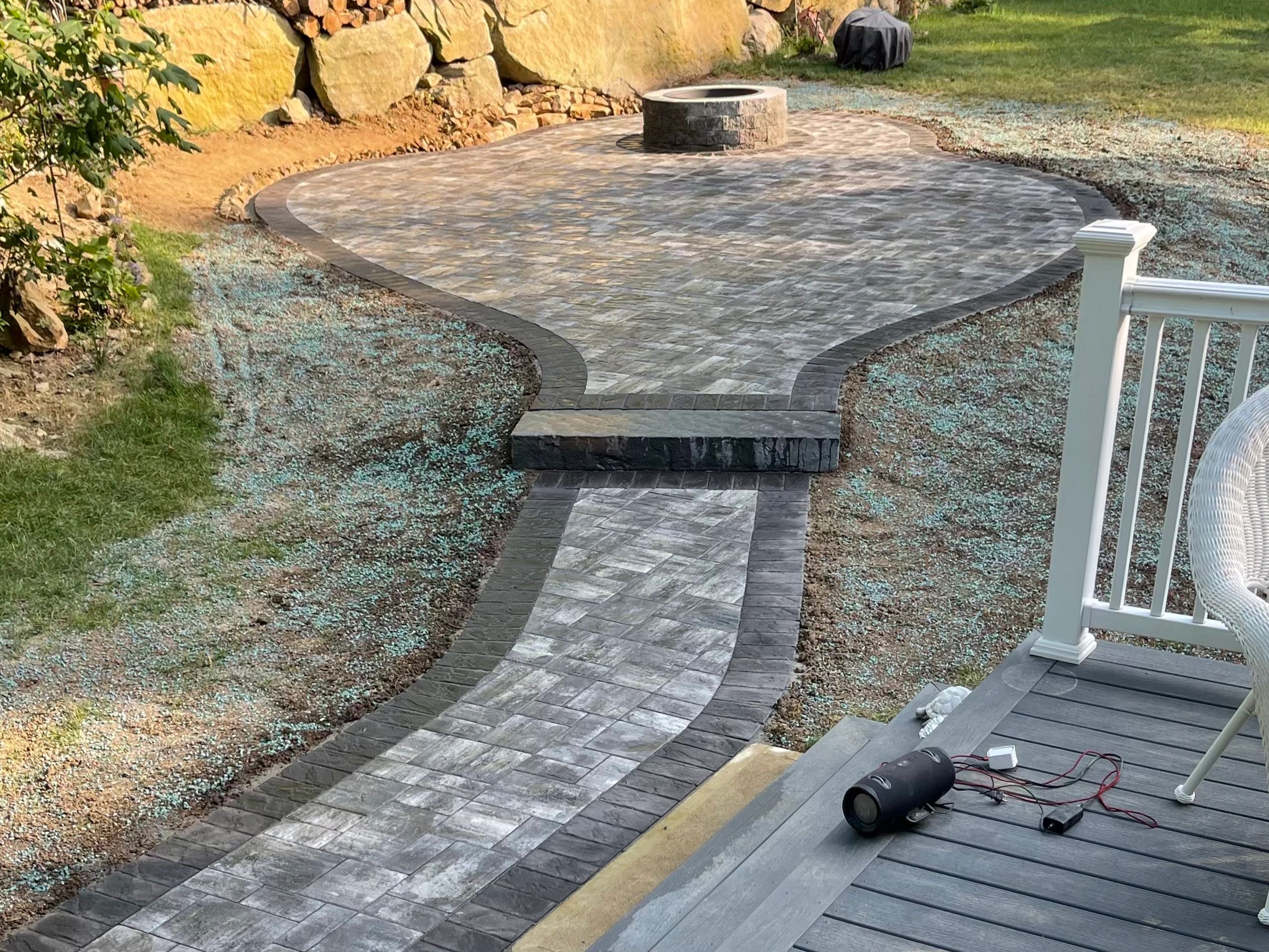 Paver patio, walkway, fire pit 