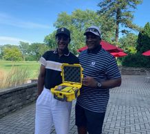 2020 Masters Champion, Rick Robinson, with Commissioner Carter.