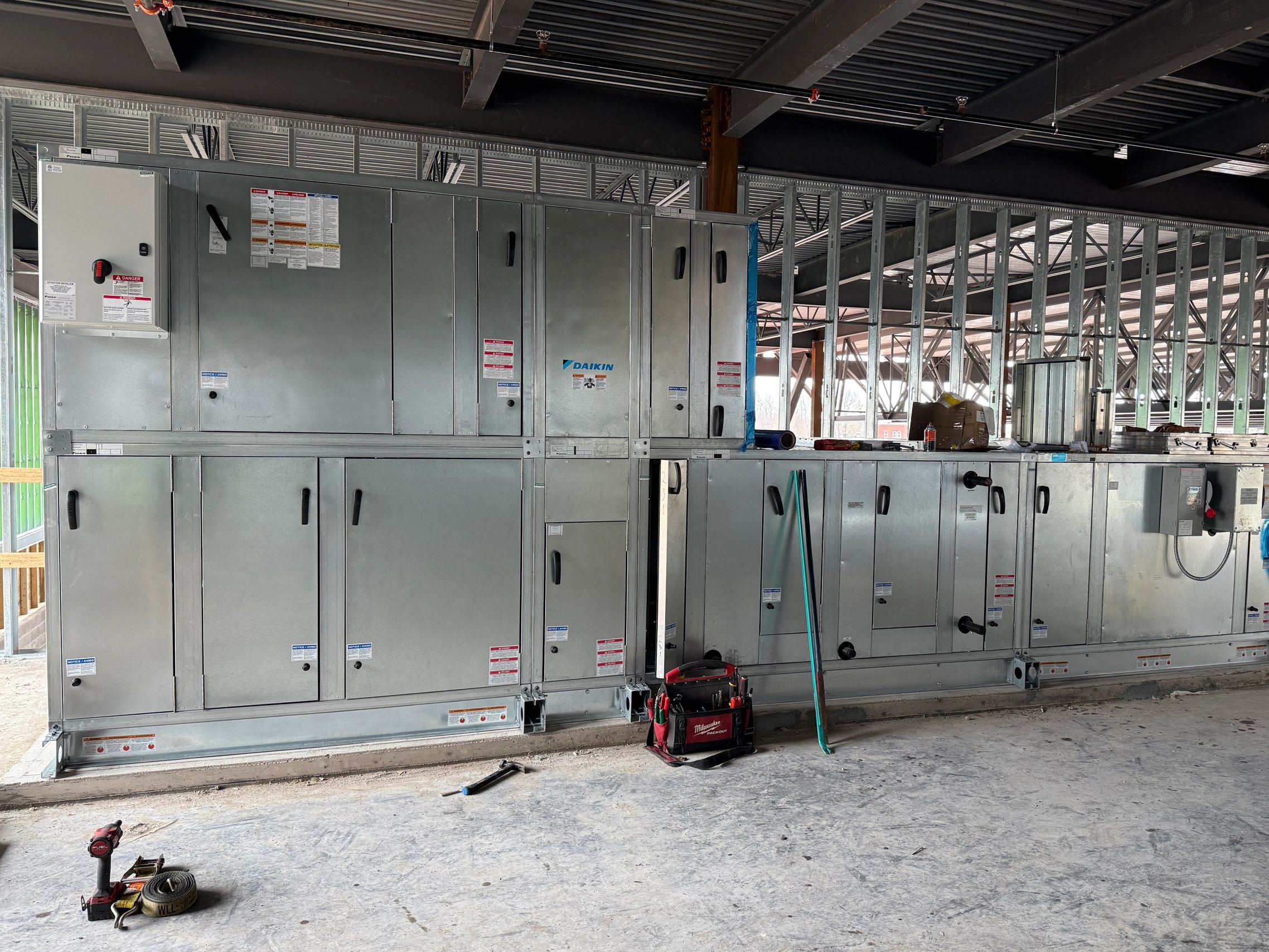 Large industrial HVAC system installed in a construction site.