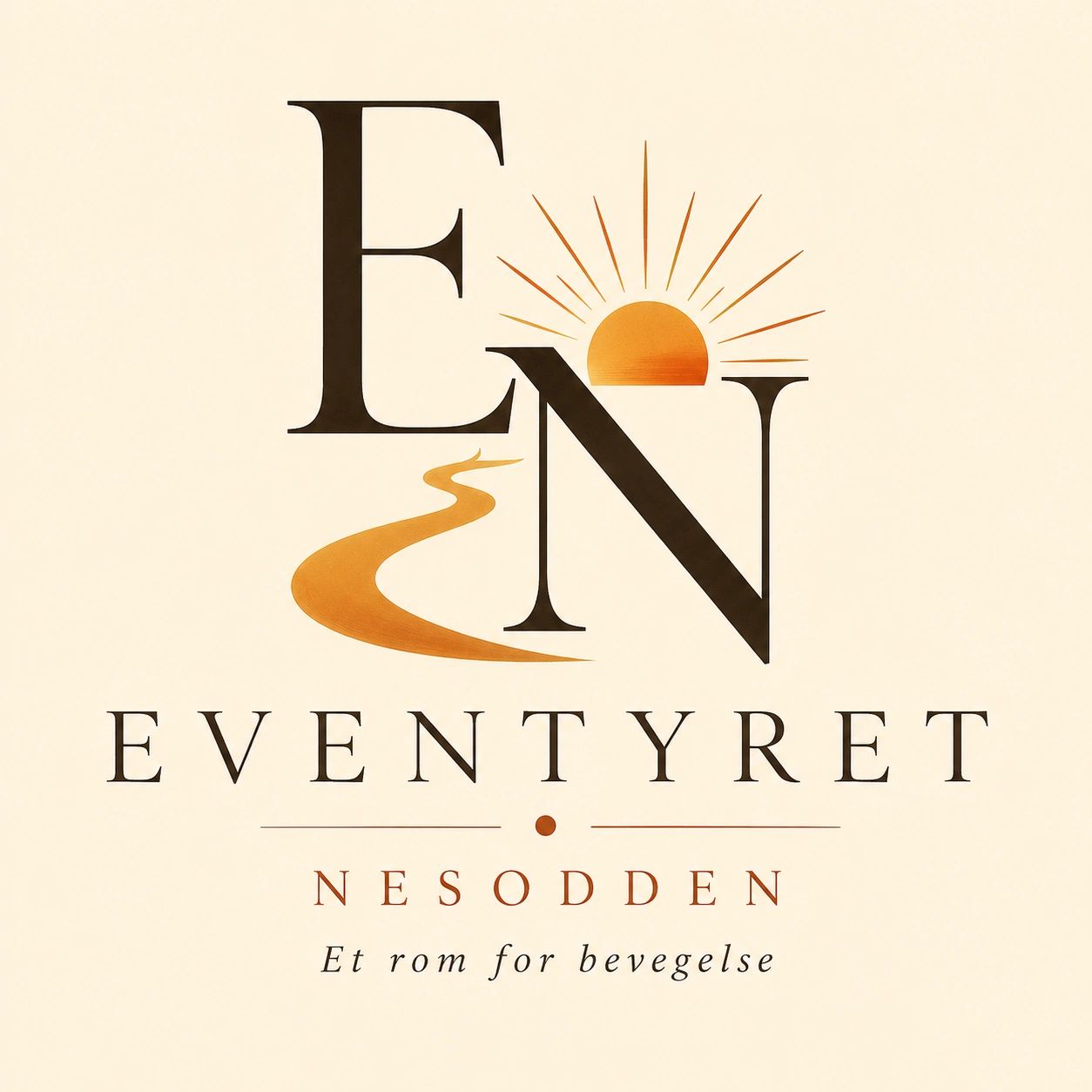 Logo for Eventyret Nesodden med sol og vei.