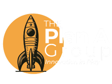Logo of The Plan A Group with a rocket illustration.