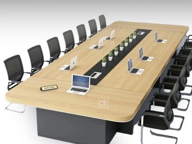 Meeting room setup with chairs and a laptop.
Office meeting space with chairs and a laptop.
