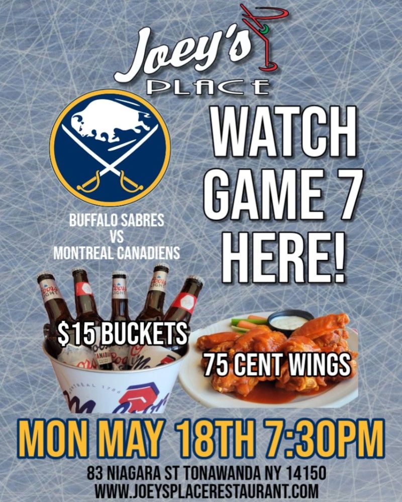 Watch the Buffalo Sabres play the Montreal Canadiens in game 7 on Monday May 18, 2026 at 7:30pm. $15