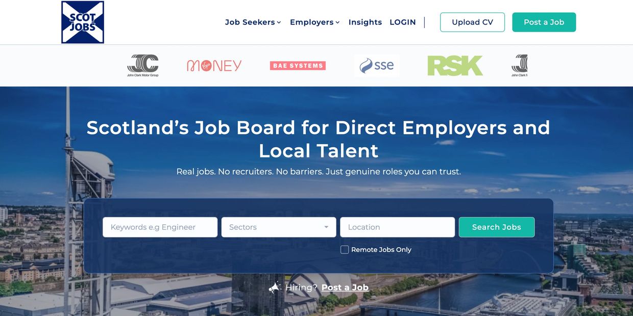 Scot Jobs website home page photo