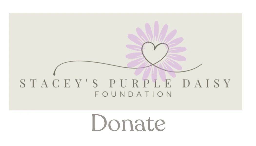 Logo of Stacey's Purple Daisy Foundation with 'Donate' text.