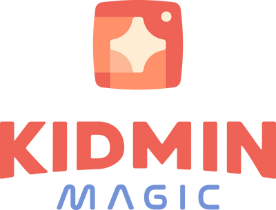 Logo of Kidmin Magic with a stylized star and colorful text.