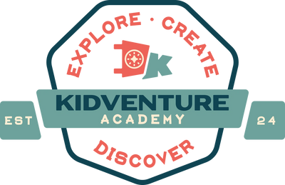 Kidventure Academy logo with Explore, Create, Discover theme.