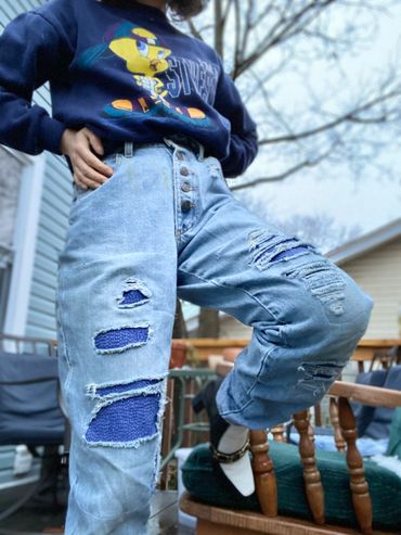 Denim repair, patchwork.