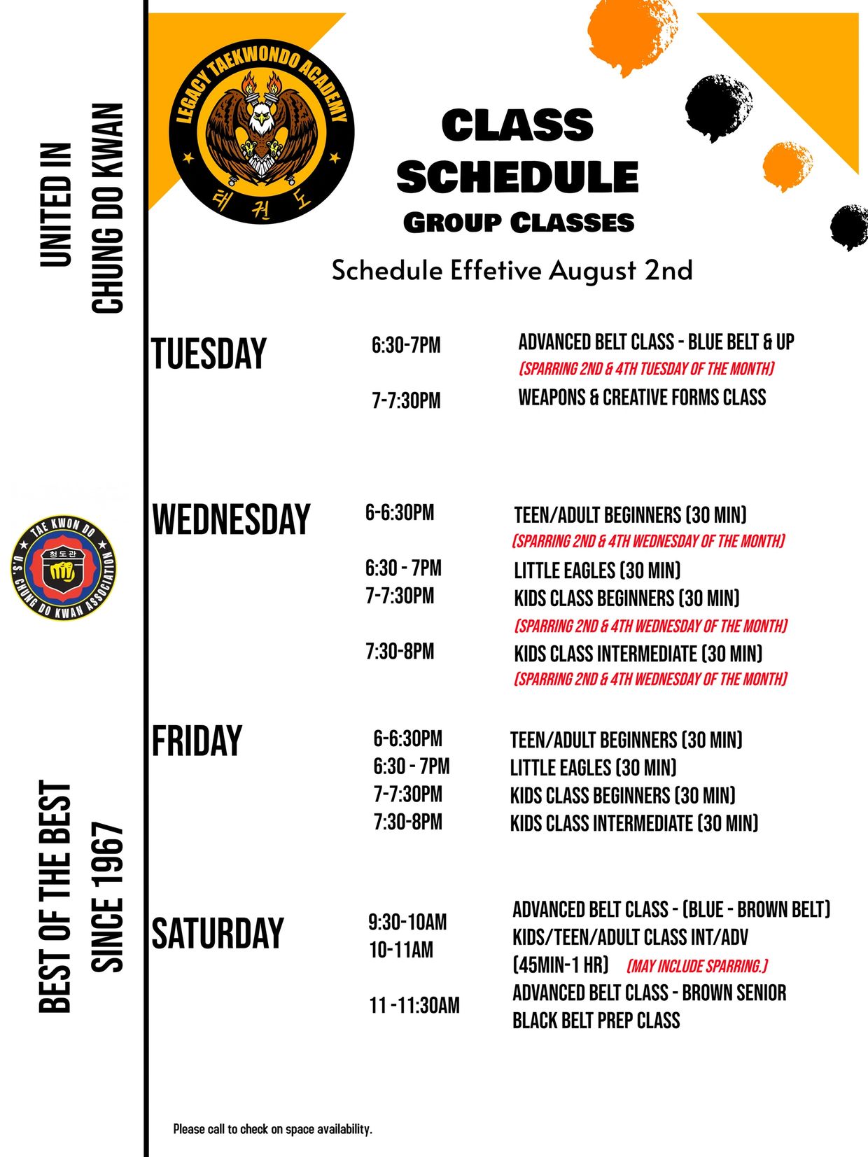 Oviedo Taekwondo class schedule 