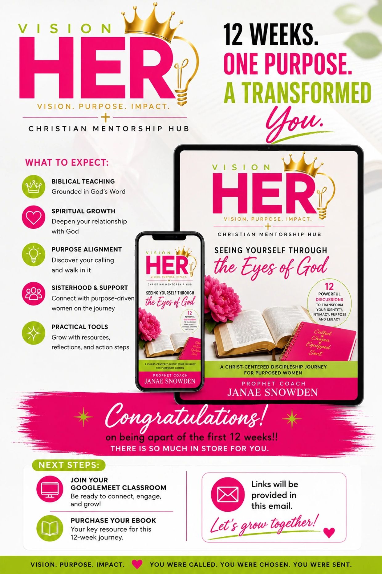 Christian mentorship program for women focused on vision, purpose, and impact.