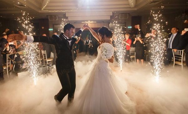 Cold Spark Fountains and Dancing on Clouds for this Bride and Groom.